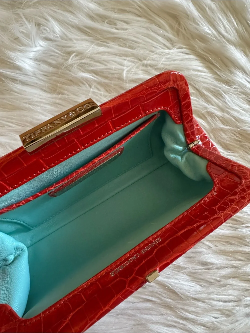Tiffany & Co. Morgan Clutch Bag Crocodile Leather Red